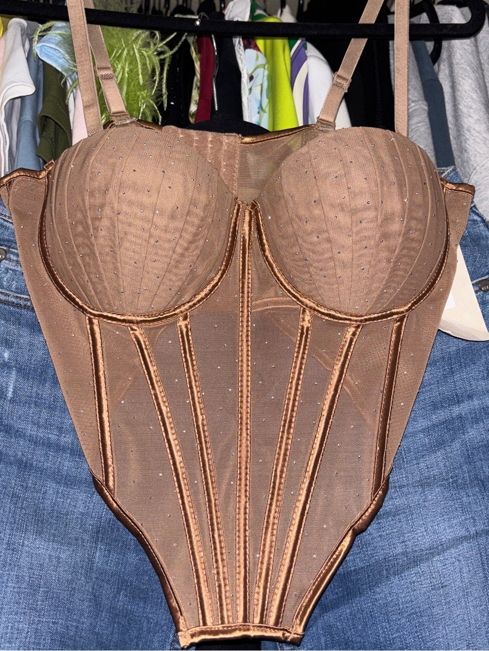 Brown Structured Corset Bustier Top - Unbranded